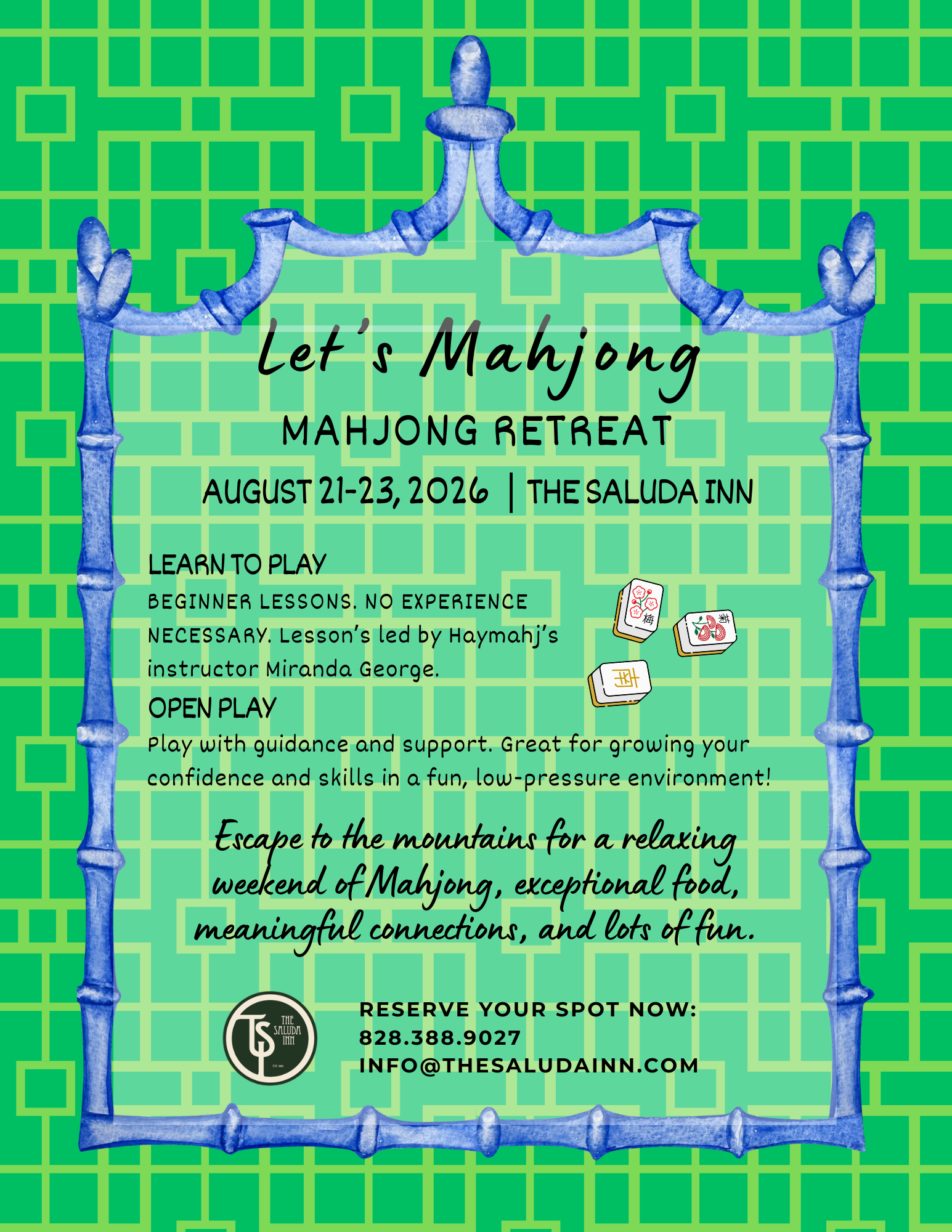 Let's Mahjong — Mahjong Retreat at The Saluda Inn